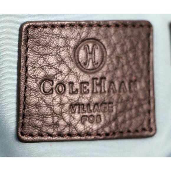 ROOMY Cole Haan DARK BROWN GENUINE LEATHER TOTE SHOULDER BAG HANDBAG PURSE - Picture 11 of 16